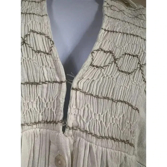 Free People Samantha Shirt Dress Womens Size M Ivory Combo With Pockets NWT - Picture 6 of 15